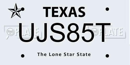 UJS85T Texas License Plate