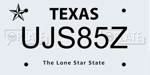 UJS85Z Texas License Plate