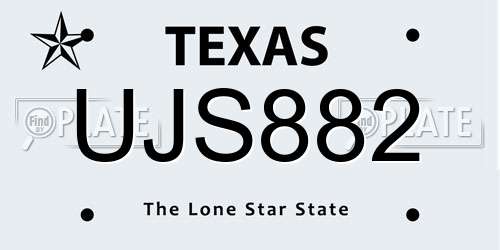 UJS882 Texas License Plate