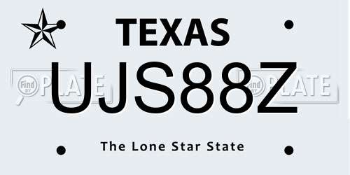 UJS88Z Texas License Plate