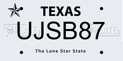 UJSB87 Texas License Plate