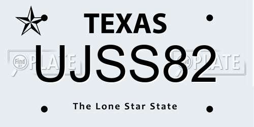 UJSS82 Texas License Plate