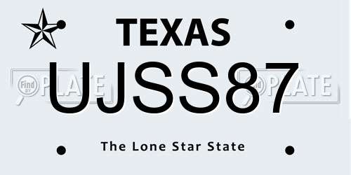 UJSS87 Texas License Plate