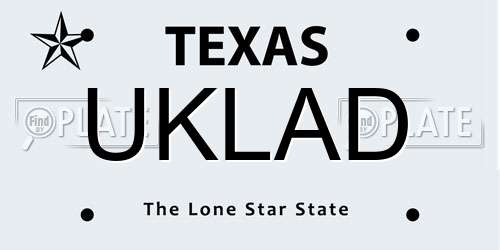 UKLAD Texas License Plate