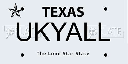 UKYALL Texas License Plate