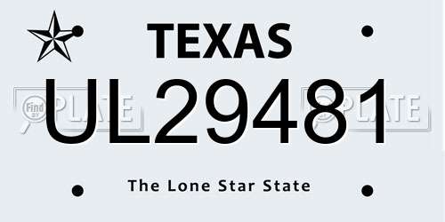 UL29481 Texas License Plate