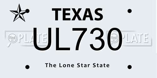 UL730 Texas License Plate