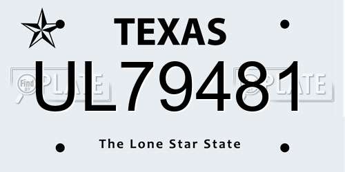 UL79481 Texas License Plate