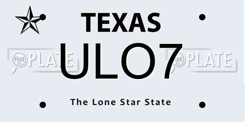 ULO7 Texas License Plate