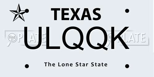 ULQQK Texas License Plate
