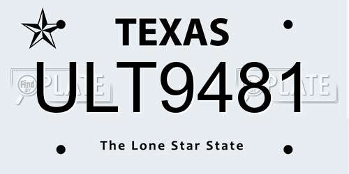 ULT9481 Texas License Plate