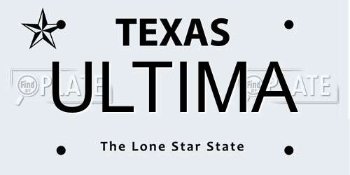 ULTIMA Texas License Plate