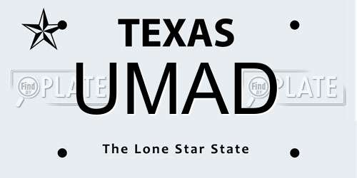 UMAD Texas License Plate