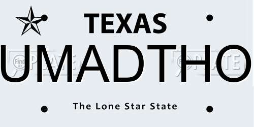 UMADTHO Texas License Plate