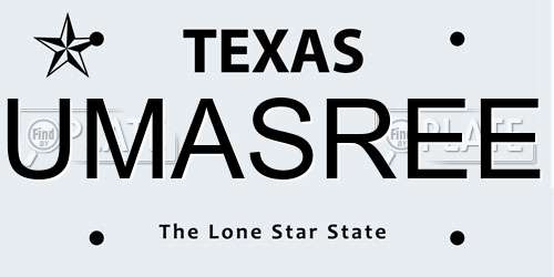 UMASREE Texas License Plate