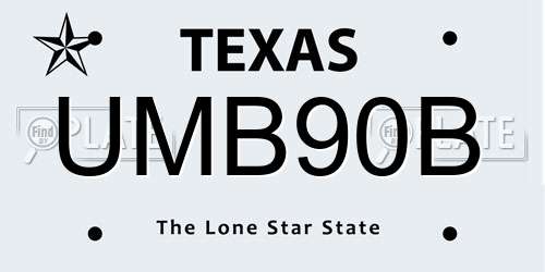 UMB90B Texas License Plate