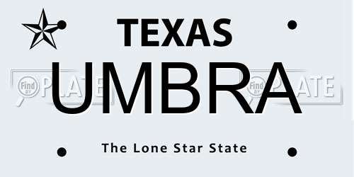 UMBRA Texas License Plate