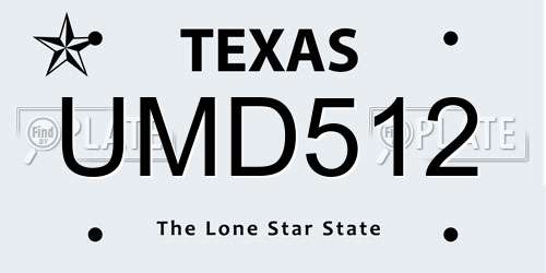 UMD512 Texas License Plate