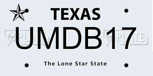UMDB17 Texas License Plate