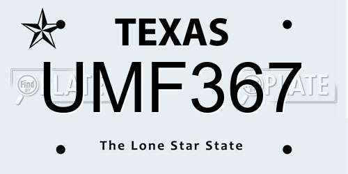 UMF367 Texas License Plate
