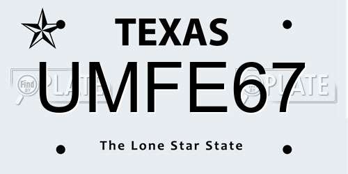 UMFE67 Texas License Plate