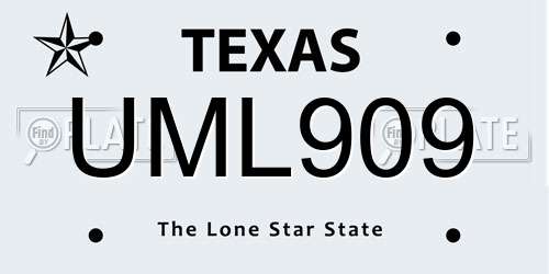 UML909 Texas License Plate