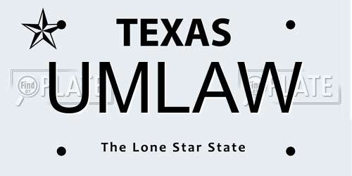 UMLAW Texas License Plate