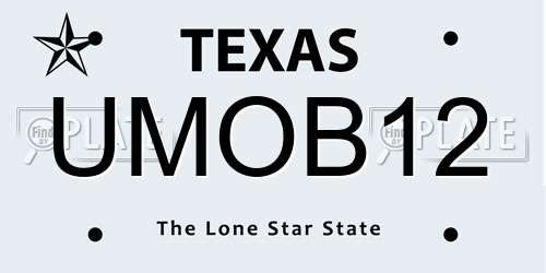 UMOB12 Texas License Plate