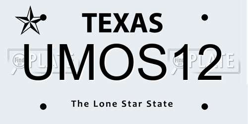UMOS12 Texas License Plate