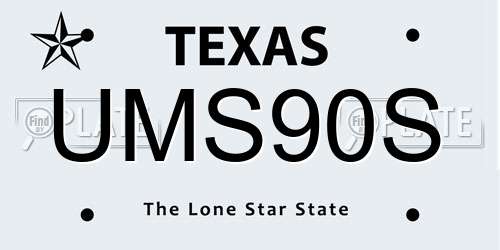 UMS90S Texas License Plate