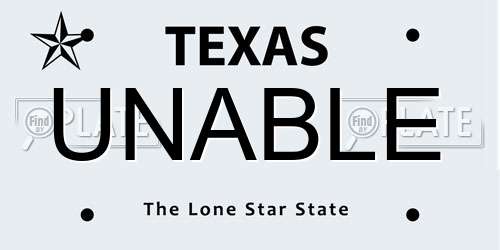 UNABLE Texas License Plate