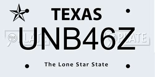 UNB46Z Texas License Plate
