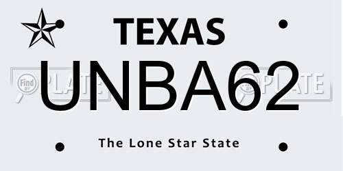 UNBA62 Texas License Plate