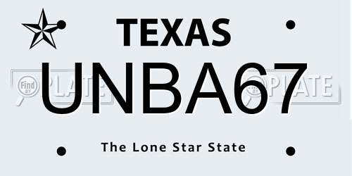 UNBA67 Texas License Plate