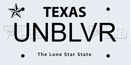 UNBLVR Texas License Plate