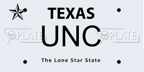 UNC Texas License Plate
