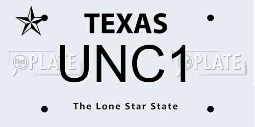 UNC1 Texas License Plate