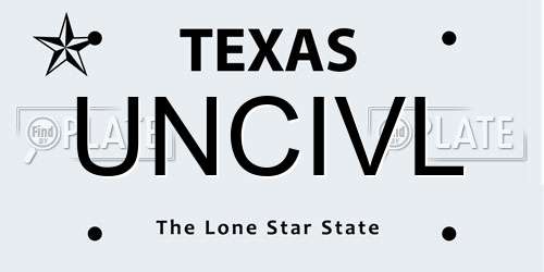 UNCIVL Texas License Plate