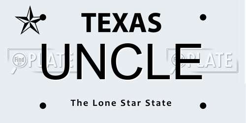 UNCLE Texas License Plate