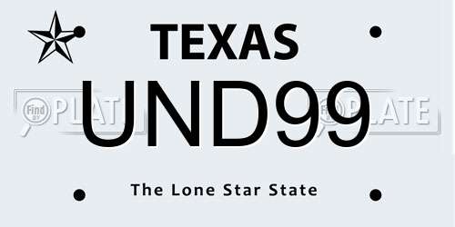UND99 Texas License Plate