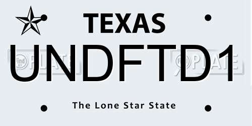 UNDFTD1 Texas License Plate
