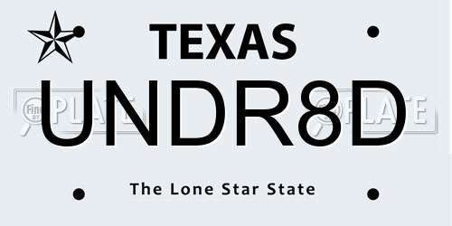 UNDR8D Texas License Plate