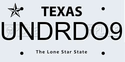 UNDRDO9 Texas License Plate
