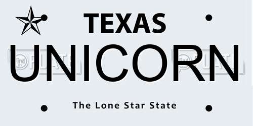 UNICORN Texas License Plate