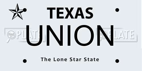 UNION Texas License Plate