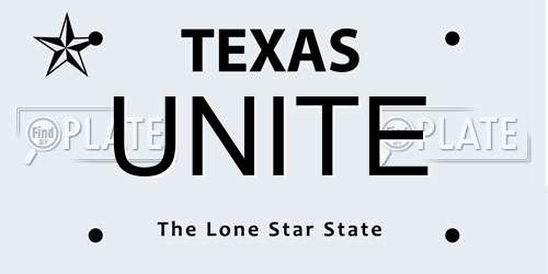 UNITE Texas License Plate