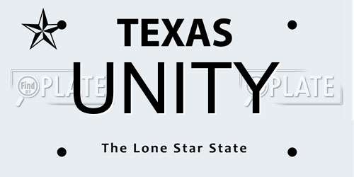 UNITY Texas License Plate