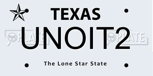 UNOIT2 Texas License Plate