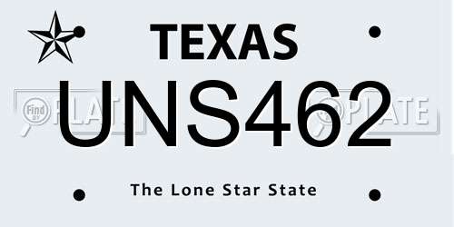 UNS462 Texas License Plate