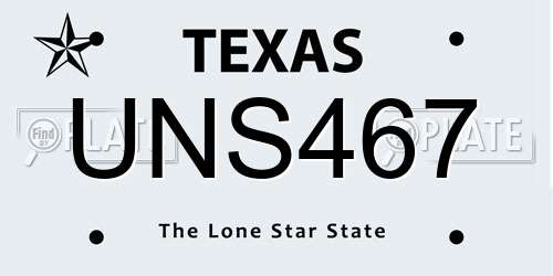 UNS467 Texas License Plate